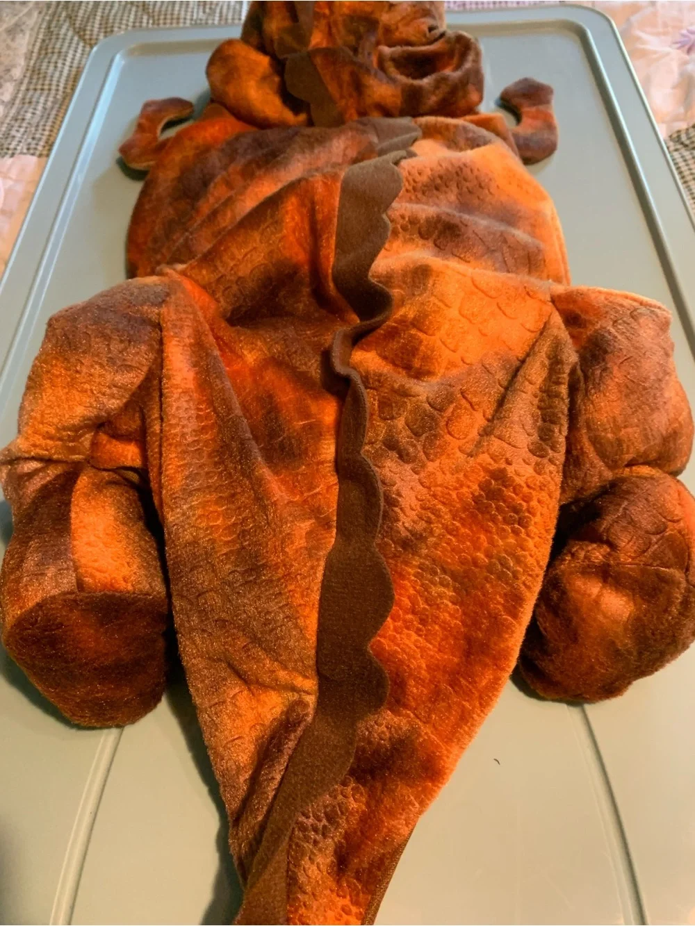 Plush Orange-Brown Scalloped Pet Hoodie and costume.